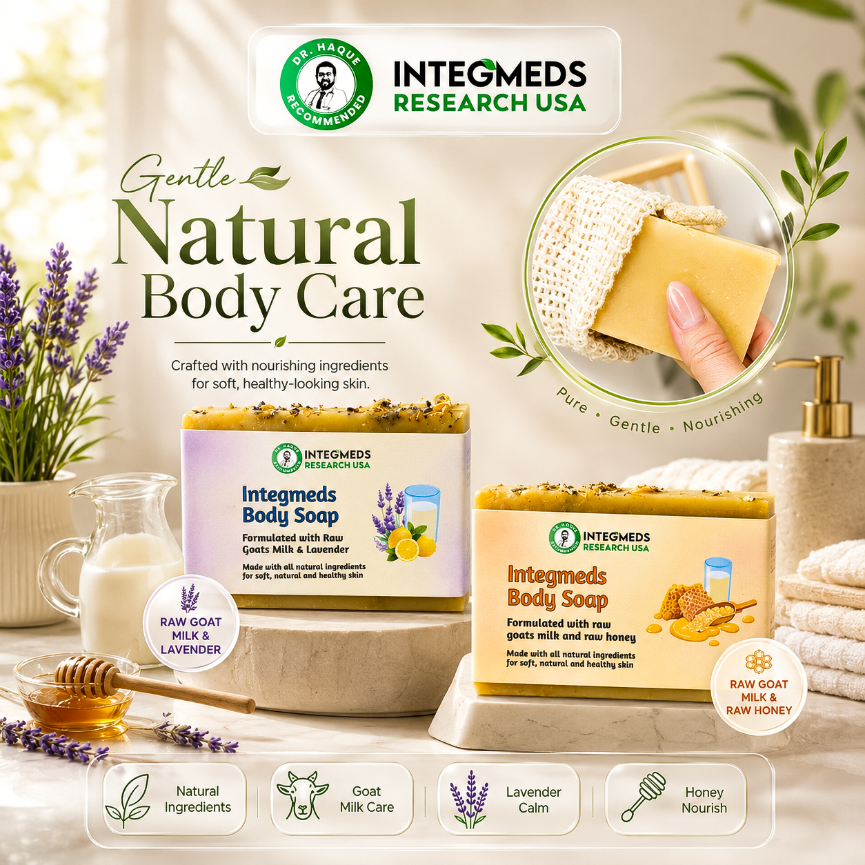 Natural Bar Soap 1 count, Exfoliating Scrub and Bamboo Wood Soap Holder